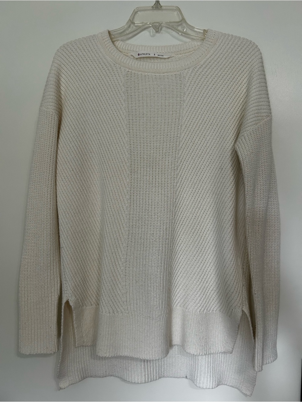 Athleta Cream Ribbed Knit Sweater - Women's Crewneck
